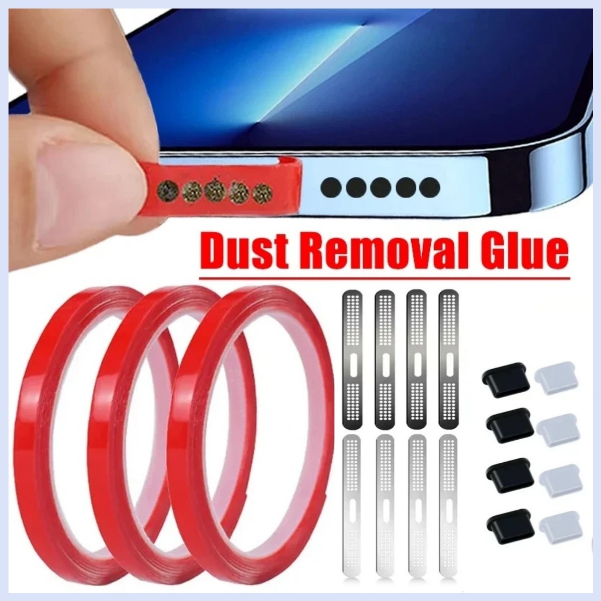 Dust Removal Sticker - ユニバーサル電話スピーカー除塵接着剤スピーカーグリッドカバーダストステッカークリーニング接着剤クリーニングキットベルト IPhone 14 Xiaomi