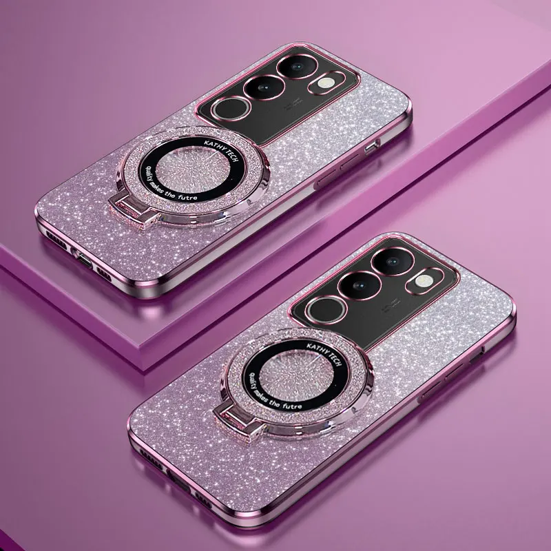 Vivo Y28 - メッキ磁気リングホルダー電話ケース VIVO V40 プロ V30 V29