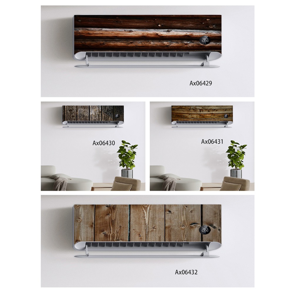 Full Cover Adhesive - ニュートラル素朴なヴィンテージ風の古い木の板の模様の自己粘着エアコンステッカー、フルカバーデカール壁紙、家の装飾