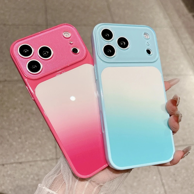 Camera Lens Protector - キャンディーカラーグラデーションのiPhoneケース（iPhone 18、17、16、15、14、13 Pro Max対応）高級感のある大型レンズカメラ用耐衝撃保護カバー