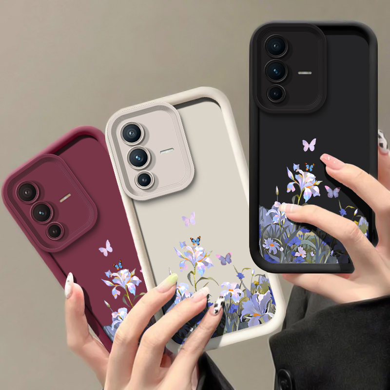 Vivo X200 - ファッションフラワーバタフライプリント携帯電話ケース Vivo X200 FE X100 Pro