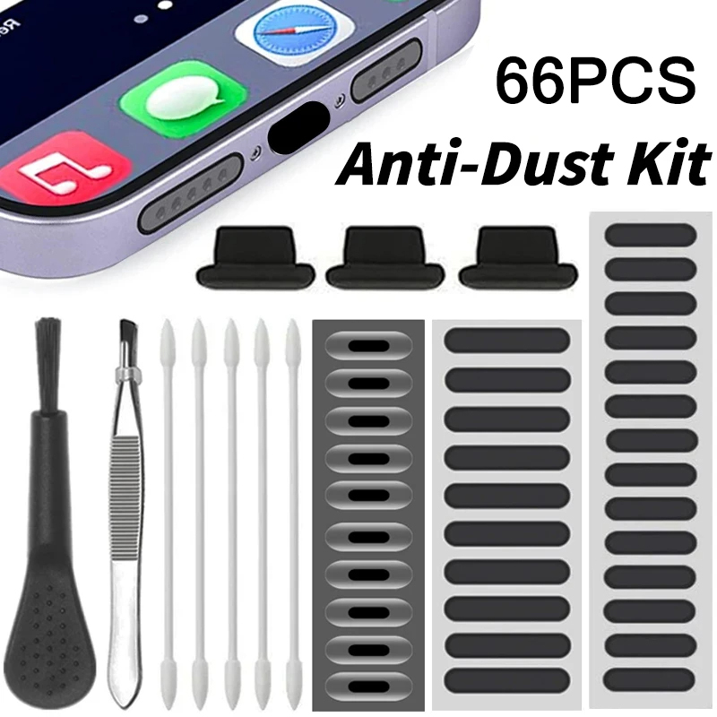 Dust Removal Sticker - 66個入り防塵プラグ スマホスピーカー用防塵メッシュステッカー iPhone 16 Type C