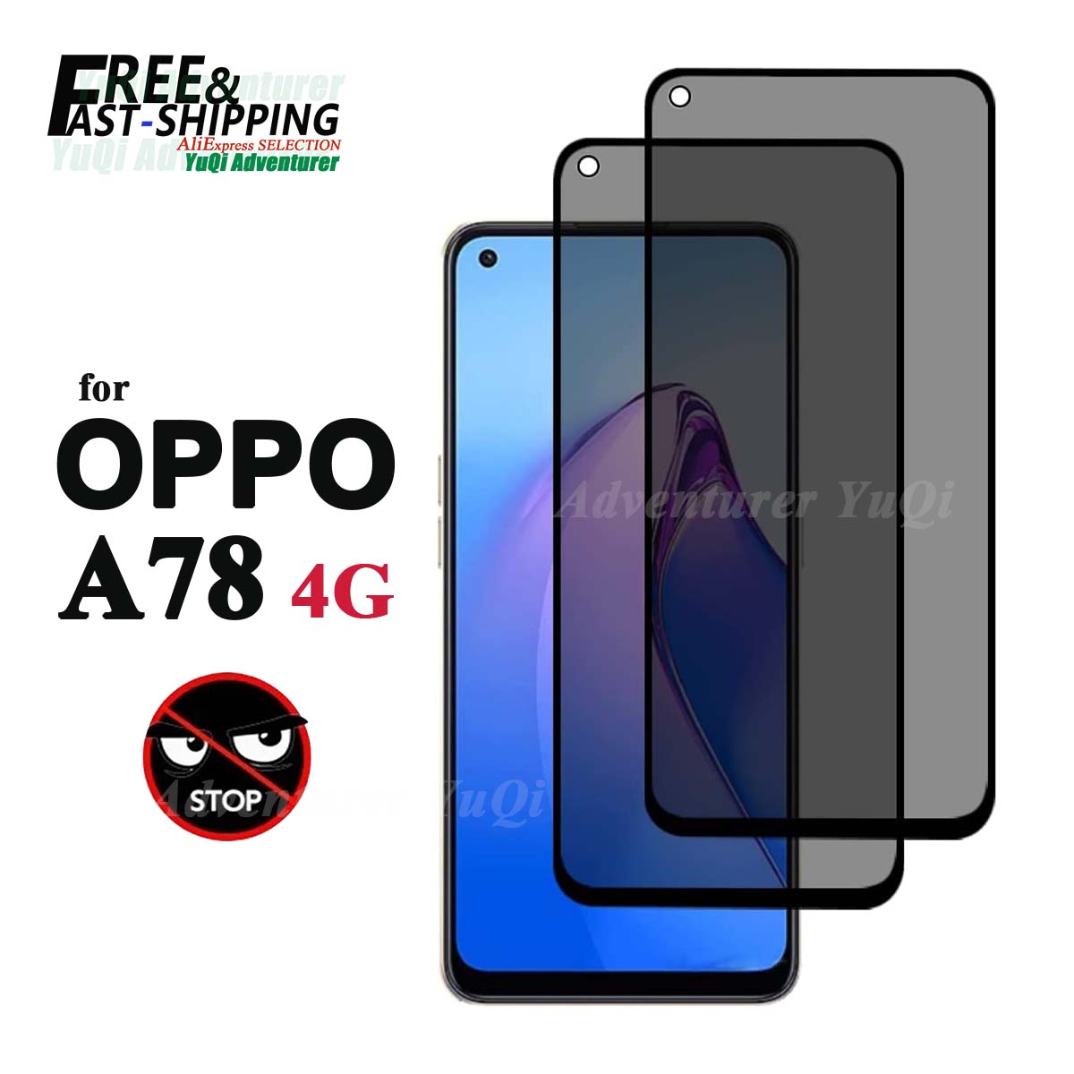 Oppo A78 - Oppo用スパイスクリーンプロテクター,a78,4g,プライバシー,強化ガラス,9時間,のぞき見防止,引っかき傷防止,高アルミニウムケース