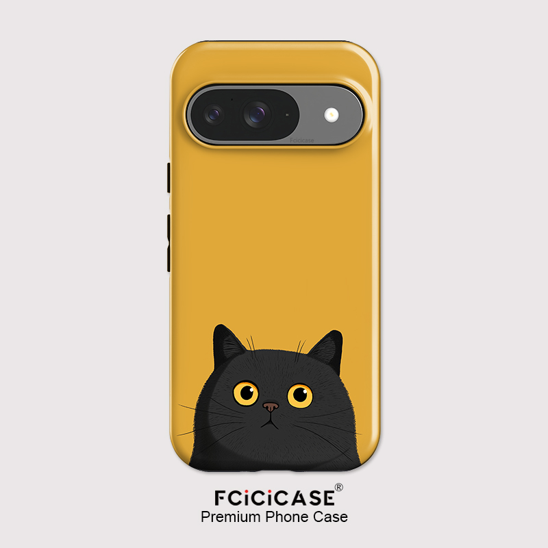 Google Pixel 8A - Fcicicase Pixel 9 10 Pro用のかわいい黒猫柄スマホケース Google