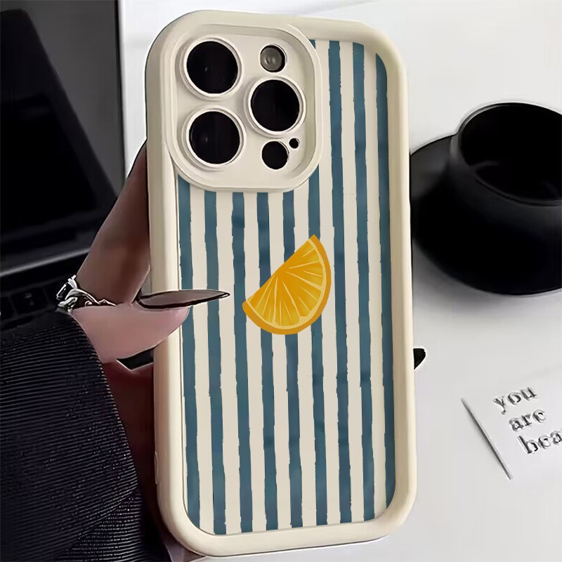 Apple Iphone 15 - ストライプレモン柄スマホケース iPhone 17 16 15 14