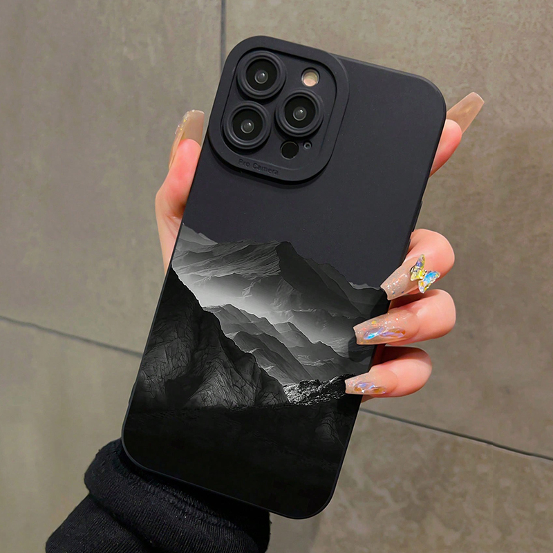 Xiaomi Redmi Note 13 - ブラックマウンテン INSデザイン シリコン製スマホケース Xiaomi Redmi Note