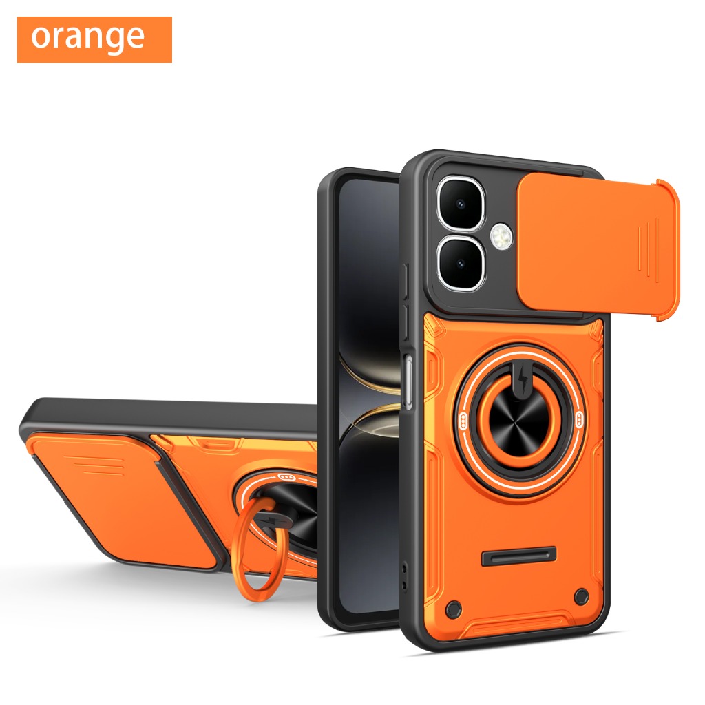 Camera Lens Protector - スライドカメラレンズプロテクター360 ° リングホルダースタンド付きスマホケース Infinix Smart 10