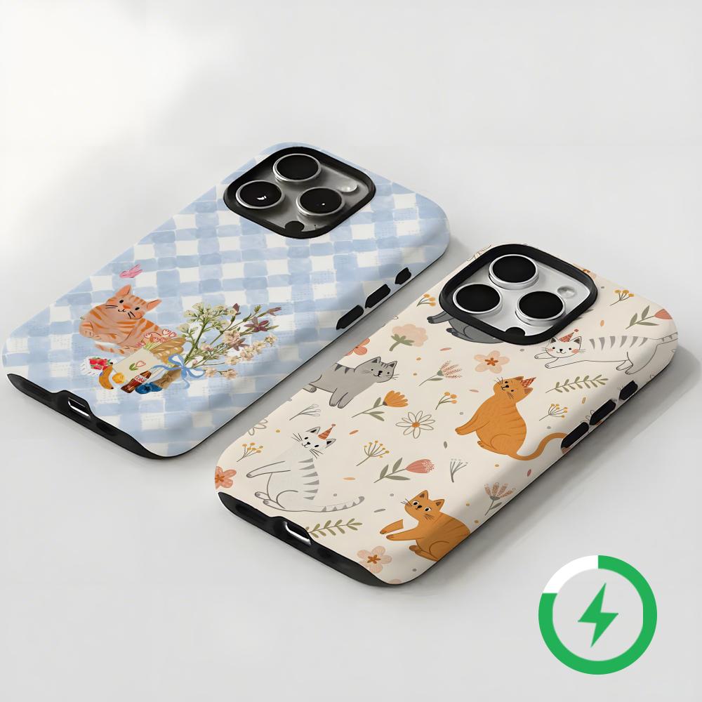 かわいい猫と犬のスマホケース マグネット式 2-in-1 光 - Apple Iphone 15 のレビューと価格
