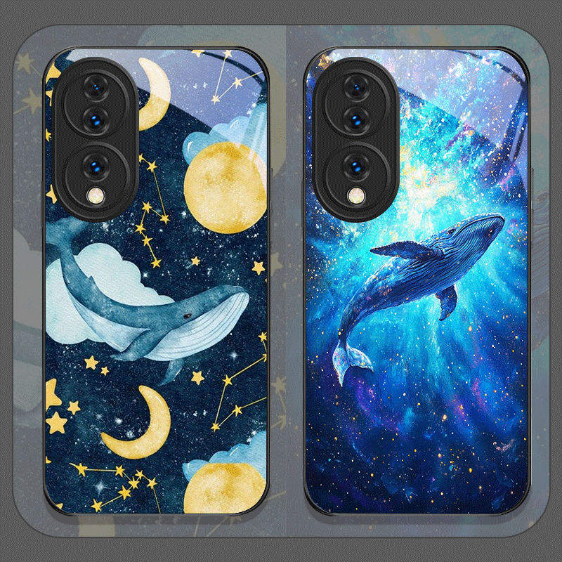 漫画風星空青いクジラプリント強化ガラス製スマホケース Hua - Huawei Mate 60 のレビューと価格