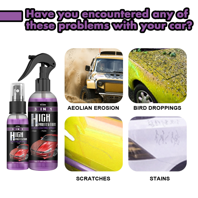 3 IN 1 車のセラミックコーティングスプレーナノクリスタ - Nano Liquid Coating のレビューと価格