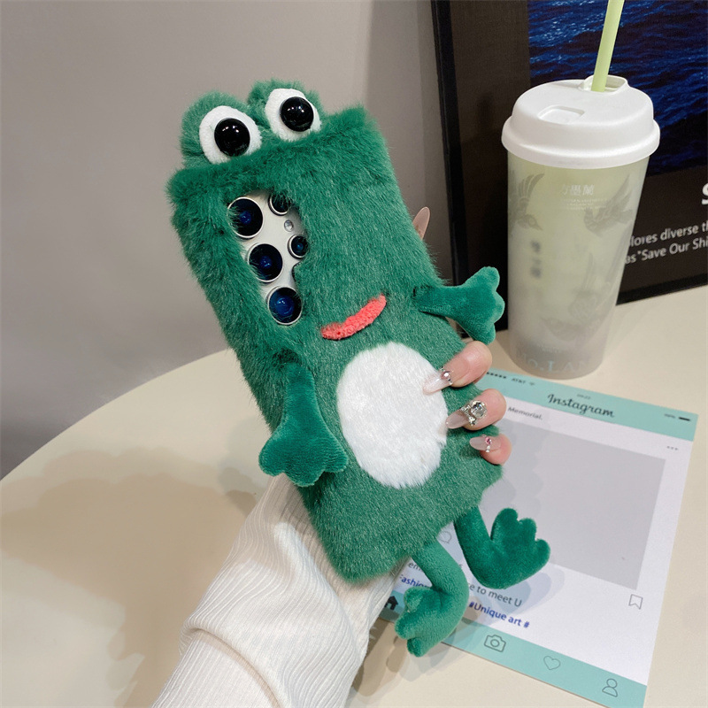 ぬいぐるみカエルのスマホケース、かわいい緑色の動物3Dソフト - Samsung Galaxy S24 のレビューと価格